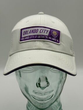 Fanatics Orlando City Lions Soccer Hat Snapback Cap OS Adjustable Mesh Back Whit